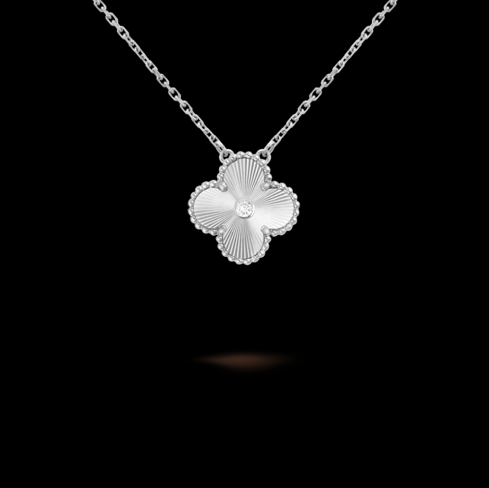 VCA 2020 White Gold Guilloche Diamond Necklace - Picture 4 of 4